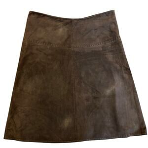 MARGARET O'LEARY Brown Suede A Line Skirt Women's Size SMALL